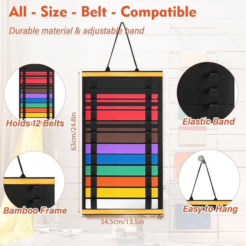 Famaster Wooden Karate & Taekwondo Belt Display Rack - Celebrate Beginners'Journey - A Meaningful Gift of Effort and Perseverance - Image 2